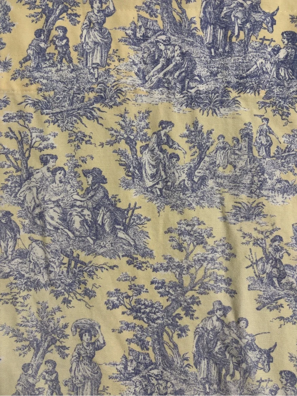Waverly Blue Toile Curtain Panel on Pale Yellow background (4 panels available)